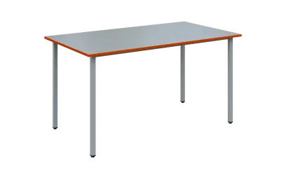 JSB 140N Jídelní stůl 1394 x 800 mm, deska šedá s hranou pomeranč / podnož stříbrná